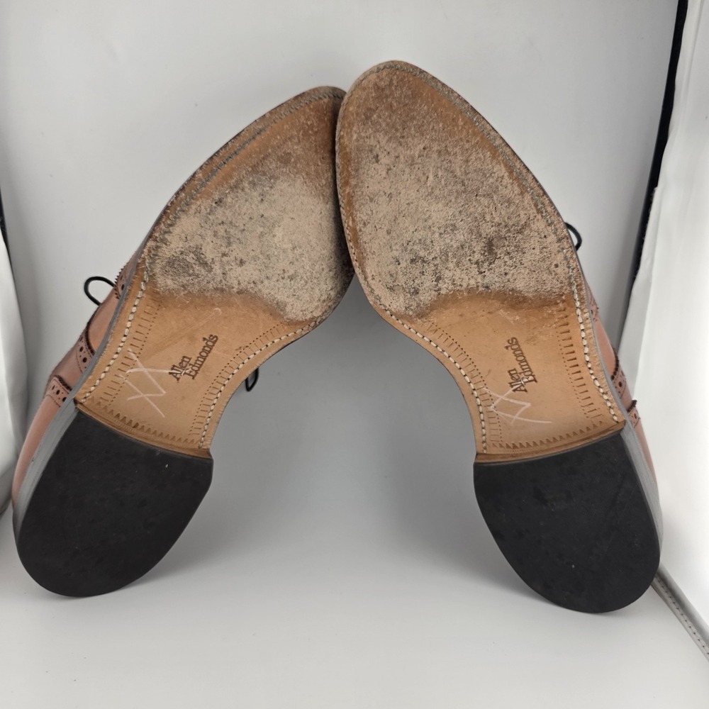 ALLEN EDMONDS Lloyd Brown Leather Wingtip Oxfords Men's Size 9 Brown Preppy Used - Picture 5 of 8